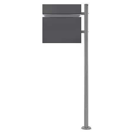 ECD Germany  Standbriefkasten Briefkastenanlage mit Ständer Silber 120cm Mailbox mit Pfosten