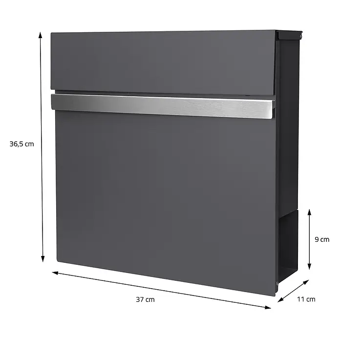 ECD Germany Standbriefkasten Briefkastenanlage mit Ständer Anthrazit 170cm Mailbox mit Pfosten - L x B x H: 23 x 37 x 170 cm, Anthrazit, Edelstahl - Dunkelgrauer moderner Briefkasten mit silberfarbenem Querstreifen.