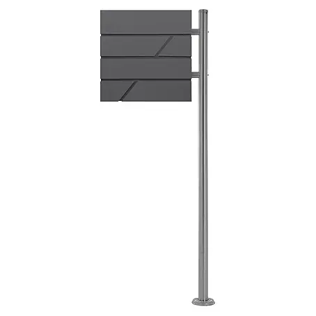 ML-Design  Standbriefkasten Briefkastenanlage mit Ständer Silber 120cm Mailbox mit Pfosten