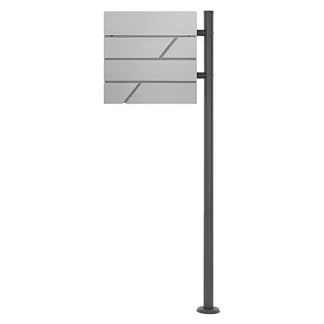 ML-Design  Standbriefkasten Briefkastenanlage mit Ständer Silber 120cm Mailbox mit Pfosten