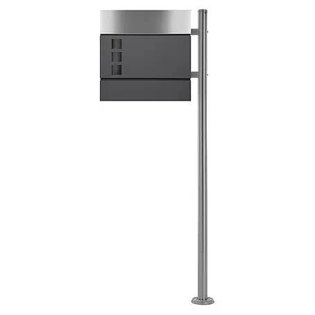 ECD Germany  Standbriefkasten Briefkastenanlage mit Ständer Silber 120cm Mailbox mit Pfosten