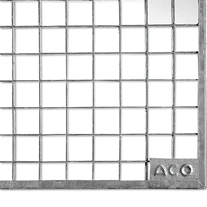ACO Therm Lichtschachtrost - L x B: 100 x 40 cm, Stahl verzinkt - Ein quadratischer ACO-Gitterrost aus Metall, ideal für Entwässerungssysteme im Außenbereich. Robust und langlebig.