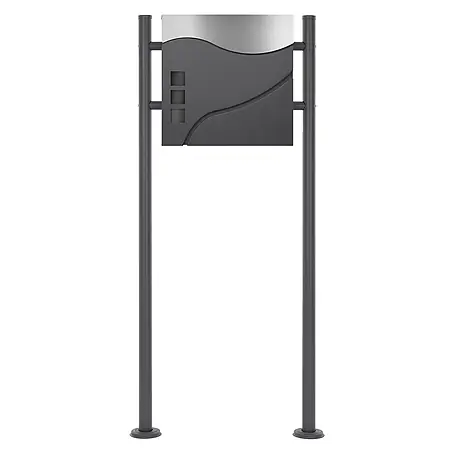 ECD Germany  Standbriefkasten Briefkastenanlage mit Ständer Anthrazit 120cm Mailbox mit Pfosten
