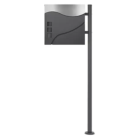 ECD Germany  Standbriefkasten Briefkastenanlage mit Ständer Anthrazit 120cm Mailbox mit Pfosten