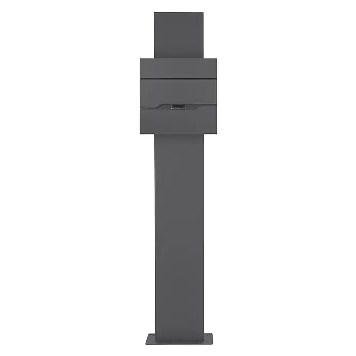 ML-Design Standbriefkasten Briefkastenanlage mit Ständer Anthrazit 170cm Mailbox mit Pfosten - L x B x H: 23,5 x 37 x 170 cm, Anthrazit, Edelstahl - Dunkelgrauer, freistehender moderner Briefkasten mit mehreren Fächern.