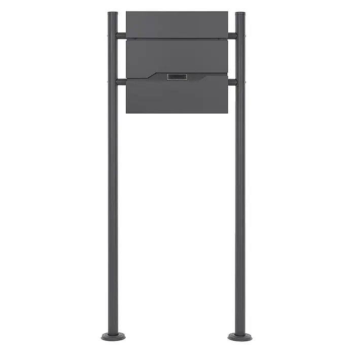 ECD Germany Standbriefkasten mit Zeitungsfach Anthrazit 120 cm -  - Dunkelgrauer freistehender Metallbriefkasten mit zwei Stützpfosten.