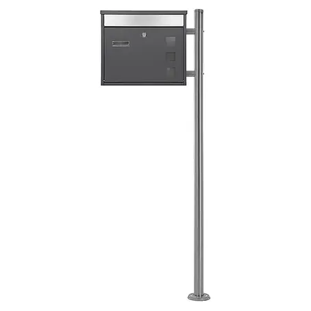 ML-Design  Standbriefkasten Briefkastenanlage mit Ständer Silber 120cm Mailbox mit Pfosten