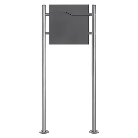 ML-Design  Standbriefkasten Briefkastenanlage mit Ständer Silber 120cm Mailbox mit Pfosten