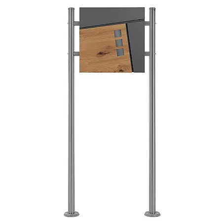 ML-Design  Standbriefkasten Briefkastenanlage mit Ständer Silber 120cm Mailbox mit Pfosten