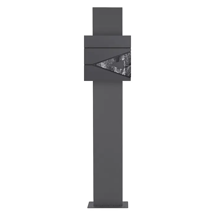 ML-Design Standbriefkasten Briefkastenanlage mit Ständer Anthrazit 170cm Mailbox mit Pfosten - L x B x H: 26 x 37 x 170 cm, Anthrazit, Schwarz, Edelstahl - Dunkelgrauer freistehender Briefkasten mit dreieckigem dunklem Marmoreinsatz. Verfügt über eine stabile Grundplatte.