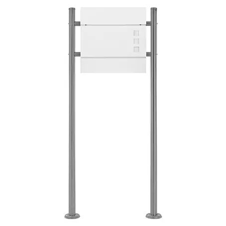 ECD Germany  Standbriefkasten Briefkastenanlage mit Ständer Silber 120cm Mailbox mit Pfosten
