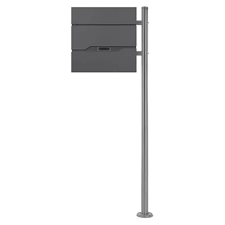 ML-Design  Standbriefkasten Briefkastenanlage mit Ständer Silber 120cm Mailbox mit Pfosten Anthrazit
