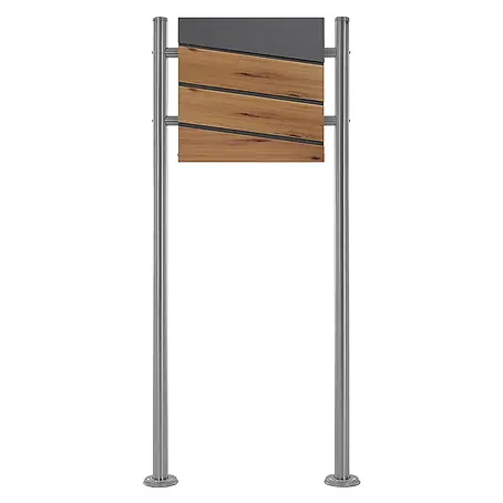ML-Design  Standbriefkasten Briefkastenanlage mit Ständer Silber 120cm Mailbox mit Pfosten