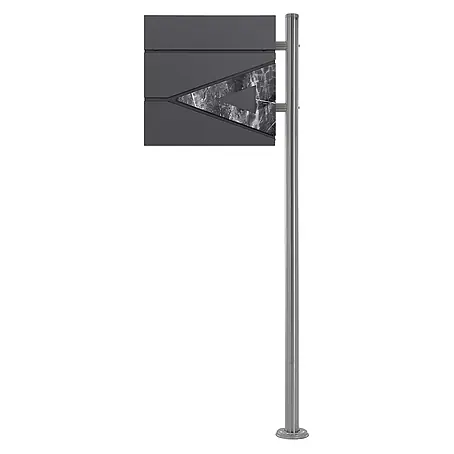 ML-Design  Standbriefkasten Briefkastenanlage mit Ständer Silber 120cm Mailbox mit Pfosten