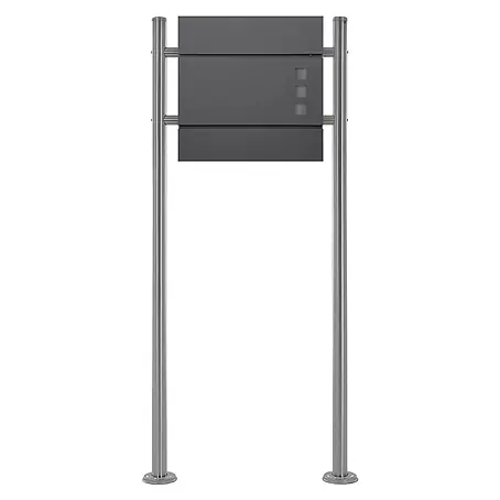 ECD Germany  Standbriefkasten Briefkastenanlage mit Ständer Silber 120cm Mailbox mit Pfosten