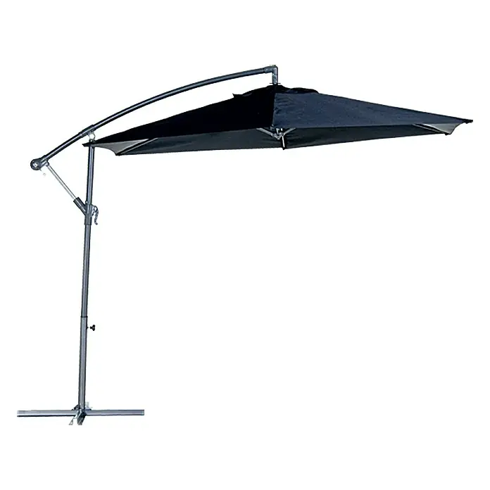Sunfun Parasol de jardín Toscana II - Antracita, Diámetro de cobertura: 300 cm - Imagen de una sombrilla de patio negra independiente con una base de metal resistente para uso en exteriores.