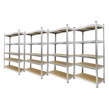 ECD Germany  Schwerlastregal Regalsystem bis 875kg Werkstattregal Metall / MDF Silber