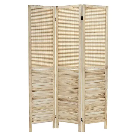 ML-Design  Sichtschutzelement Raumtrenner 3-teilig Osaka Natur Holz freistehend Trennwand