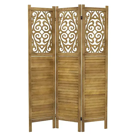 ML-Design  Sichtschutzelement Raumtrenner 3-teilig Tokio Natur Holz freistehend Trennwand