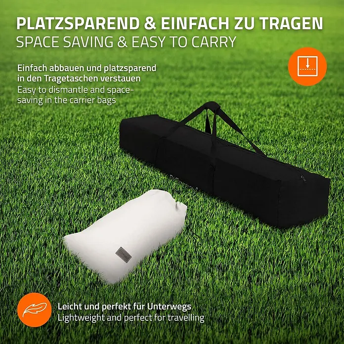 ML-Design Hängematte XXL Hängesessel Beige mit Tragetasche und Ständer für Garten/Balkon - L x B: 255 x 99 cm, Stahl, Beige, Passend für: Erholung, Lesen, Entspannen - Zwei tragbare Transportsäcke, ein schwarzer und ein weißer. Sie sind platzsparend und leicht zu transportieren.