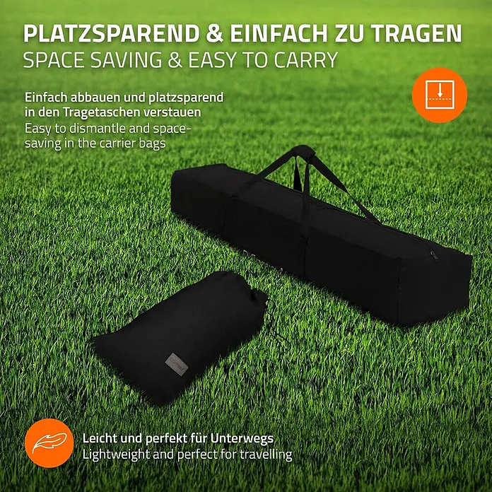ML-Design Hängematte XXL Hängesessel Schwarz mit Tragetasche und Ständer für Garten/Balkon - Stahl, Schwarz, Passend für: Erholung, Lesen, Entspannen - Zwei schwarze Tragetaschen für einfachen Transport.