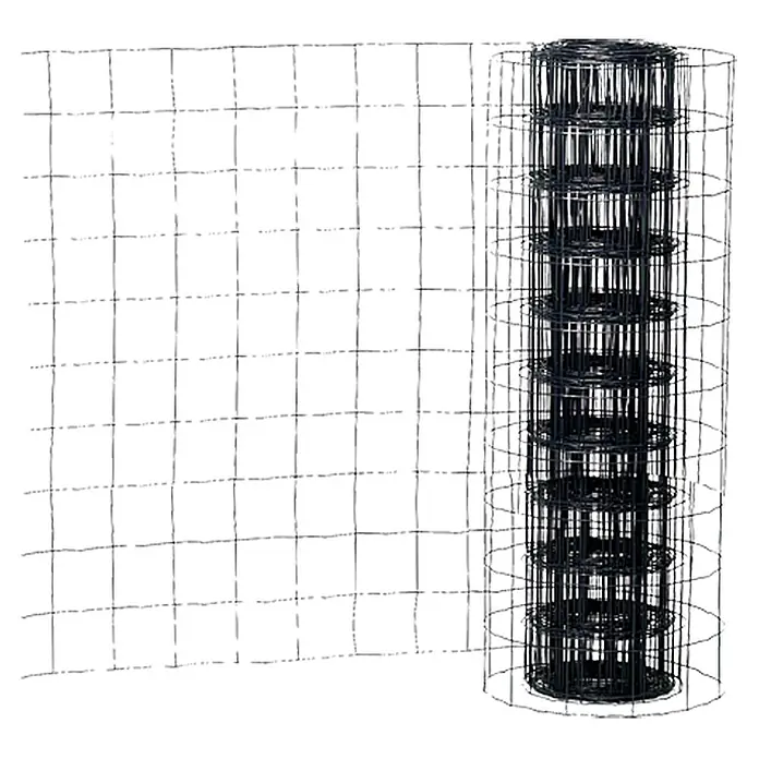 Maschendrahtzaun - 20 x 1 m, Anthrazit - Aufgerollter Maschendrahtzaun. Der Zaun ist aus robustem Draht gefertigt und eignet sich ideal für die Einzäunung von Gärten.