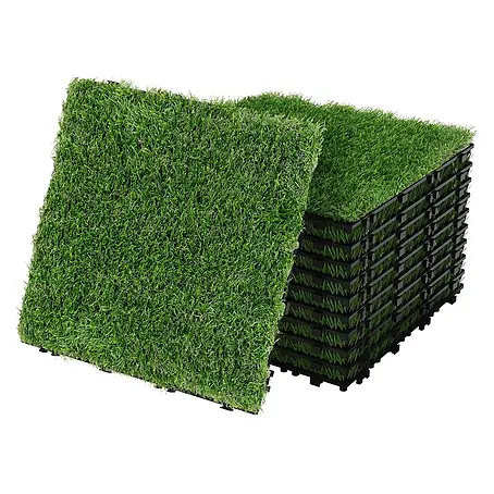 ML-Design  Kunstrasen Bodenbelag 3m²/33 Stück Grasfliese Grasmatte Rasenteppich Outdoor