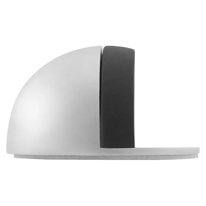 Walteco Bodentürstopper - Ø x H: 45 x 25 mm, Stahl - Silberner halbrunder Türstopper mit schwarzem Gummipuffer zum Schutz von Wand und Tür.