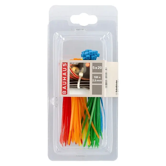 Voltomat Kabelbinder-Set - B x L: 25 x 100 mm, Kunststoff, Bunt - Bunte Kabelbinder in klarer Blisterverpackung, 100 Stück, 2,5 mm breit.