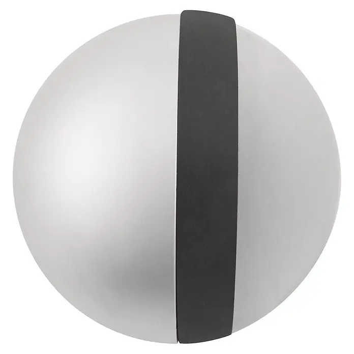 Walteco Bodentürstopper - Ø x H: 45 x 25 mm, Stahl - Kugelrunder Türstopper aus Silber mit dunklem, vertikalem Gummiband zum Schutz von Wand oder Boden.