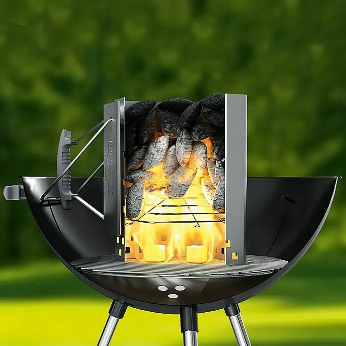 Kingstone Chimenea de encendido - L x An x Al: 19 x 19 x 30 cm - Una parrilla de carbón que incluye un encendedor de chimenea lleno de briquetas incandescentes para simplificar la parrilla.