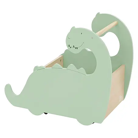 ECD Germany  Holzregal Dino Spielzeugkiste mit 4 Rollen ideal als Lauflernwagen MDF / Kiefe