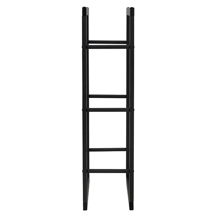 Kaminholzregal 100x100x25 cm rechteckig Schwarz aus Metall Innen/Außen -  - Schwarzes Weinregal aus Metall mit horizontalen Stangen zur Flaschenlagerung.