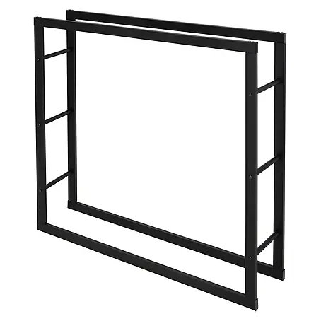 Kaminholzregal 100x100x25 cm rechteckig Schwarz aus Metall Innen/Außen