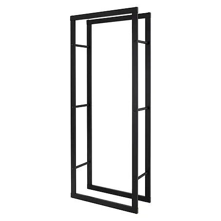 Kaminholzregal 60x150x25 cm rechteckig Schwarz aus Metall Innen/Außen