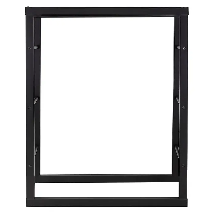 Kaminholzregal 80x100x25 cm rechteckig Schwarz ausMetall Innen/Außen -  - Robustes schwarzes Metallgestell mit vertikalen und horizontalen Stangen und Befestigungspunkten, geeignet für Regale oder Möbelbau.