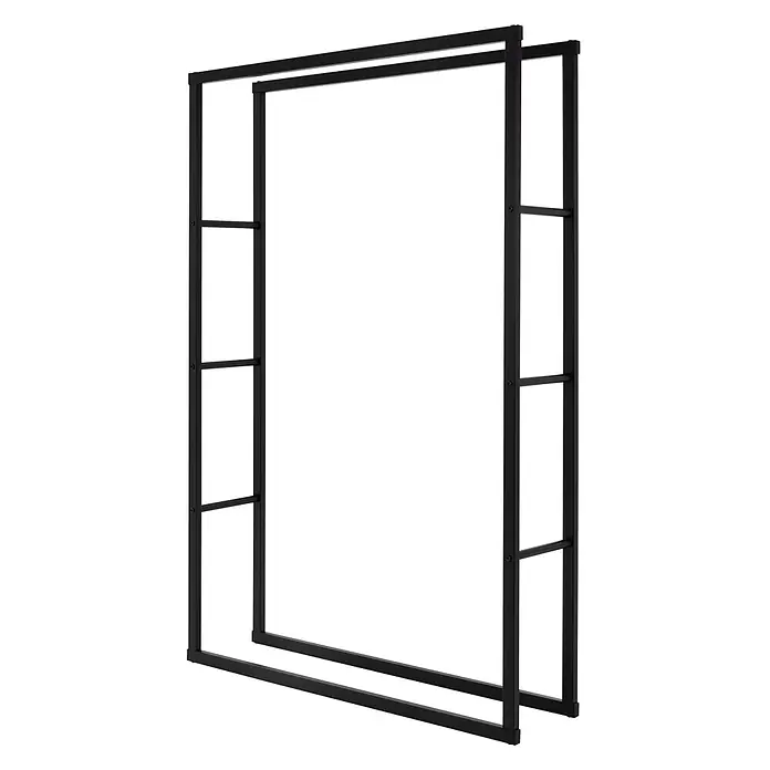 Kaminholzregal 100x150x25cm rechteckig Schwarz aus Metall Innen/Außen -  - Schwarzer Metallrahmen für einen minimalistischen Konsolentisch oder Schreibtisch.
