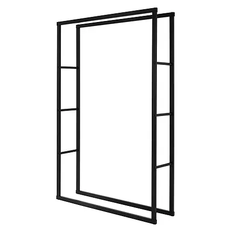 Kaminholzregal 100x150x25cm rechteckig Schwarz aus Metall Innen/Außen