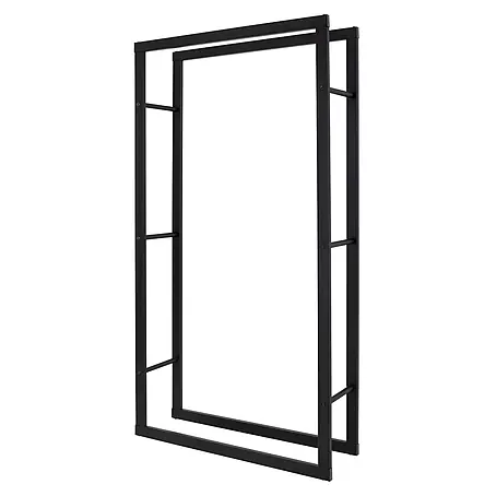 Kaminholzregal 80x150x25 cm rechteckig Schwarz aus Metall Innen/Außen