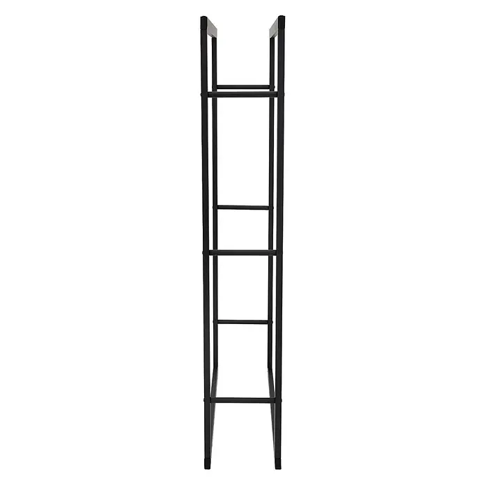 Kaminholzregal 80x150x25 cm rechteckig Schwarz aus Metall Innen/Außen -  - Hohes schwarzes Metall-Lagerregal mit sechs horizontalen Streben.