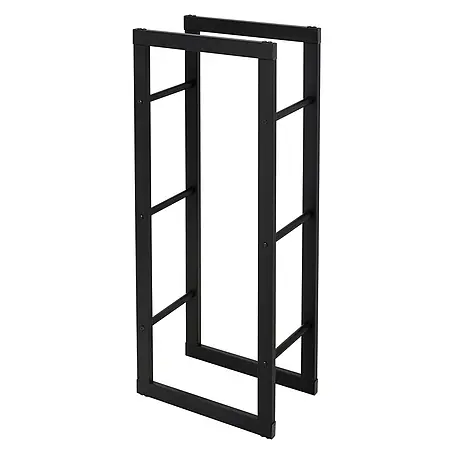 Kaminholzregal 40x100x25cm rechteckig Schwarz aus Stahl
