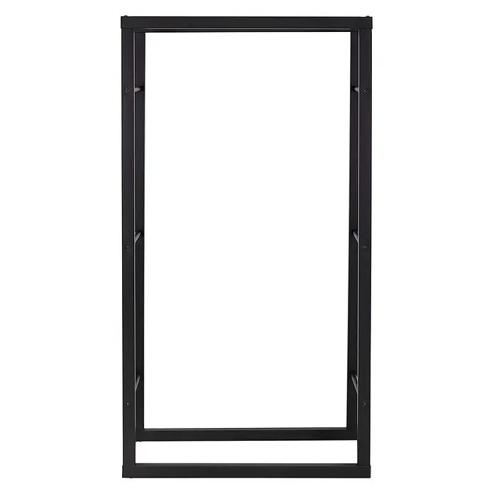 Kaminholzregal 80x150x25 cm rechteckig Schwarz aus Metall Innen/Außen -  - Stabiler schwarzer Metall-Rechteckrahmen mit Querstreben, geeignet für einen Tisch oder ein Regal.