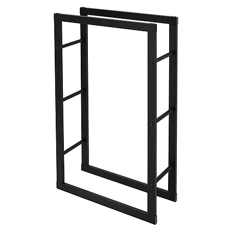 Kaminholzregal 60x100x25cm rechteckig Schwarz aus Stahl