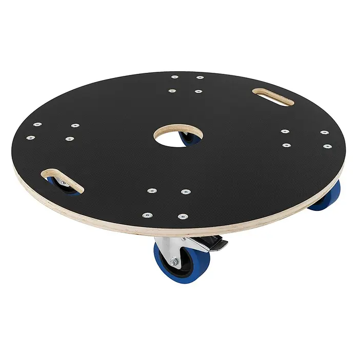 ECD Germany Transportroller Transportroller mit Siebdruckplatte, Möbel-Transport Transporthilfe - Verbundwerkstoff - Runder Möbelroller mit schwarzer Antirutschfläche, Sperrholzkanten und blauen Rollen zum einfachen Transport.