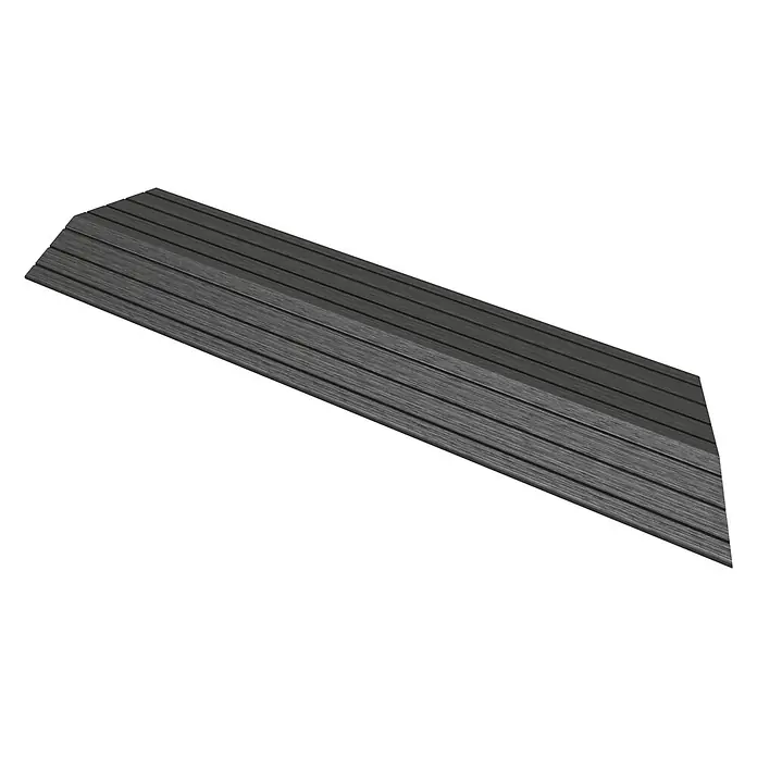 ML-Design Terrassenfliese Randabschlussleiste rechts Anthrazit 38x2x7,5cm Eckleiste Umrandung - Anthrazit - Dunkelgraues geriffeltes Terrassendiele mit texturierter Oberfläche.