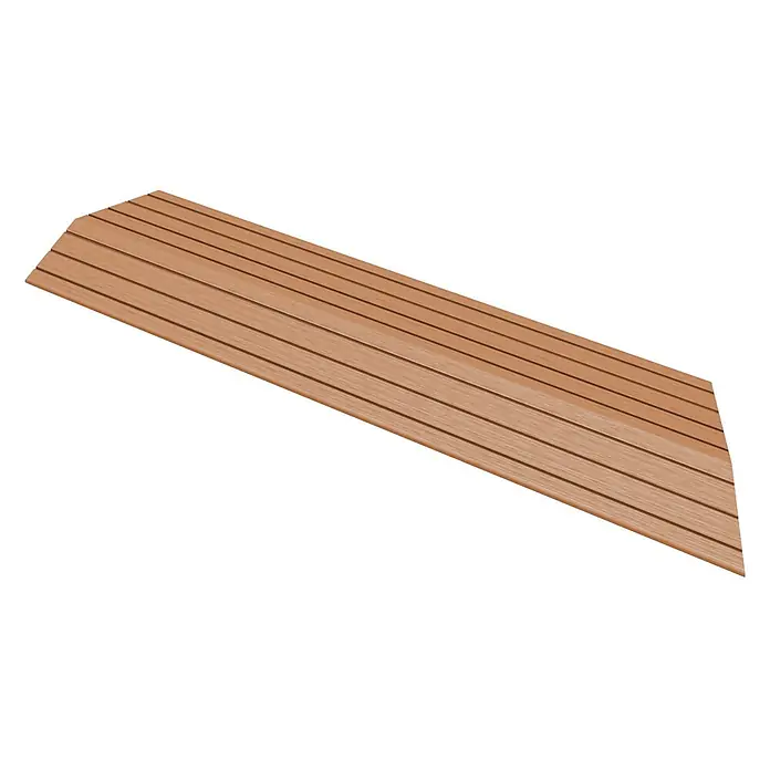 ML-Design Terrassenfliese Randabschlussleiste rechts Hellbraun 38x2x7,5 cm Eckleiste Umrandung - Hellbraun - Hellbraune Holzlamellenplatte für Gartenmöbel oder Terrassenbelag.