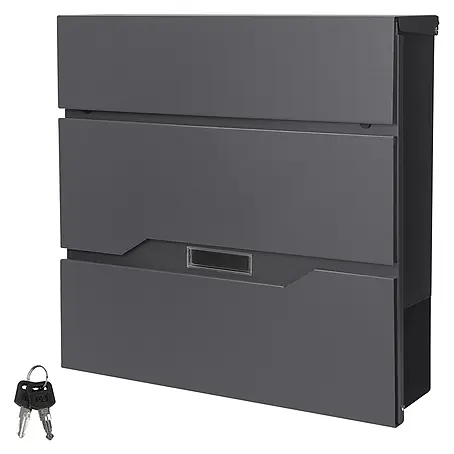 ML-Design  Wandbriefkasten Standbriefkasten mit Zeitungsfach inkl. 2 Schlüssel Stahl