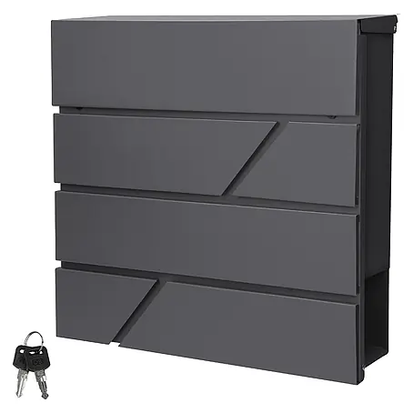 ML-Design  Wandbriefkasten Standbriefkasten mit Zeitungsfach inkl. 2 Schlüssel Stahl