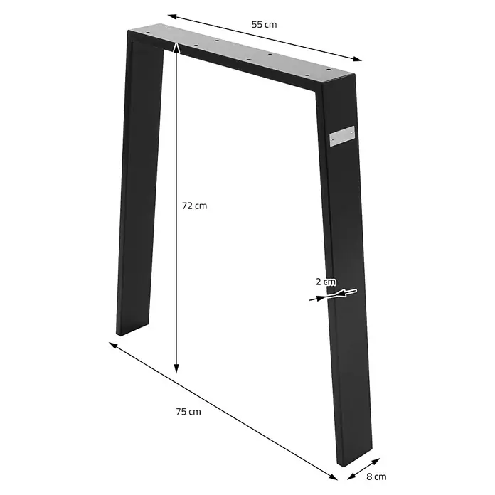 ML-Design Tischgestell Bankgestell Bankbeine 75x72cm Schwarz Tischkufen Profil 8x2cm Möbelfüße - Stahl - Schwarzes U-förmiges Tischbein aus Metall mit vorgebohrten Befestigungslöchern.