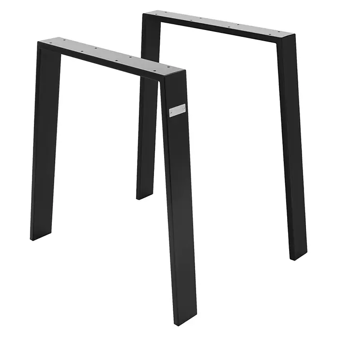 ML-Design Tischgestell Bankgestell Bankbeine 75x72cm Schwarz Tischkufen Profil 8x2cm Möbelfüße - Stahl - Zwei schwarze U-förmige Metall-Tischbeine mit vorgebohrten Löchern zur Tischplattenbefestigung.